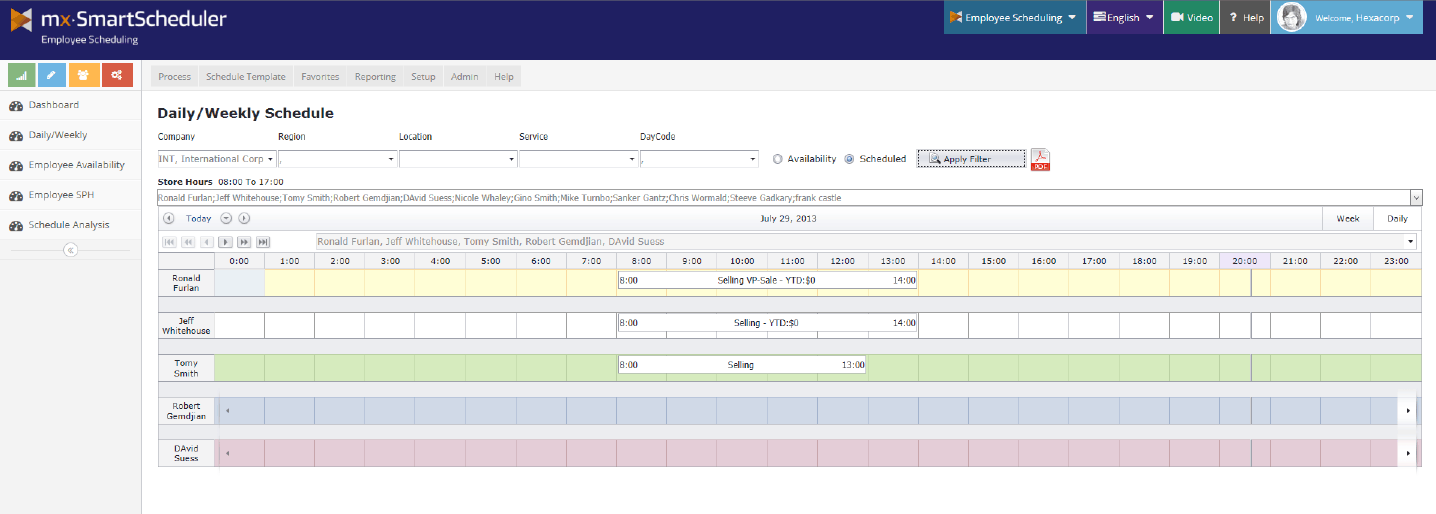 Capture d'écran MX-SmartScheduler